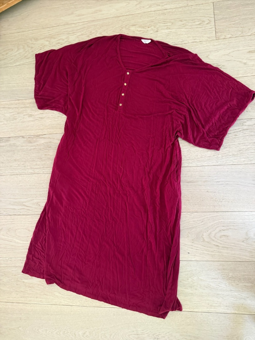 Dwell & Slumber Burgundy Henley Sleep Shirt - One Size